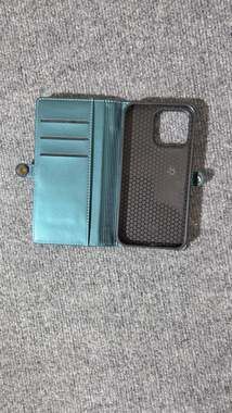 Defencase iPhone Wallet Case with Credit Card Holder and Zipper Pocket - Teal Bl